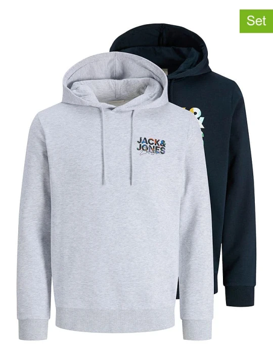 Zdjęcie produktu Jack & Jones Bluzy (2 szt.) w kolorze granatowym i jasnoszarym rozmiar: L