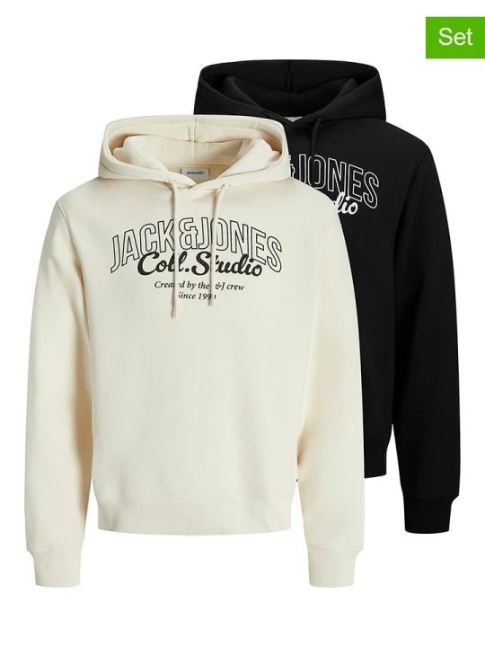 Zdjęcie produktu Jack & Jones Bluzy (2 szt.) w kolorze kremowo-czarnym rozmiar: XL