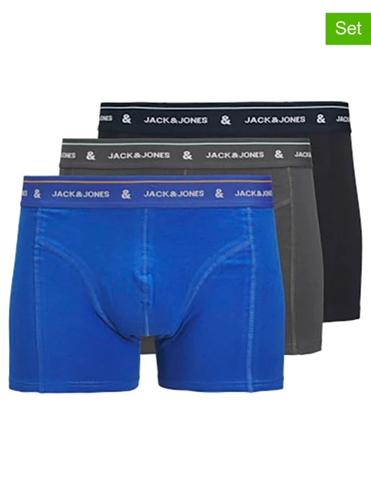 Zdjęcie produktu Jack & Jones Bokserki (3 pary) w kolorze antracytowym, niebieskim i czarnym rozmiar: L