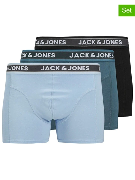 Zdjęcie produktu Jack & Jones Bokserki (3 pary) w kolorze błękitnym, granatowym i czarnym rozmiar: L