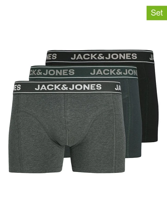 Zdjęcie produktu Jack & Jones Bokserki (3 pary) w kolorze czarno-zielono-szarym rozmiar: L