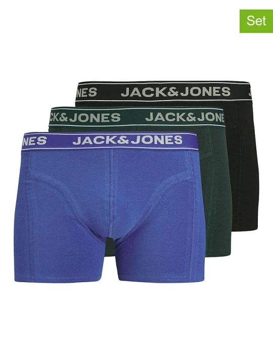 Zdjęcie produktu Jack & Jones Bokserki (3 pary) w kolorze niebiesko-czarno-zielonym rozmiar: XL