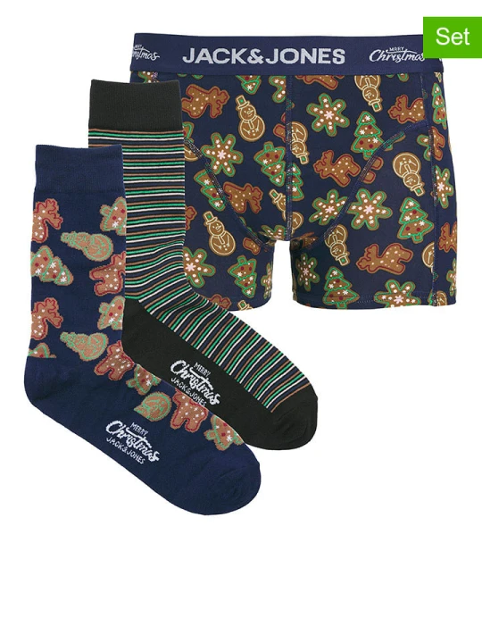 Zdjęcie produktu JACK & JONES Junior 3-częściowy zestaw "Gingerbread" w kolorze granatowo-czarnym rozmiar: 164