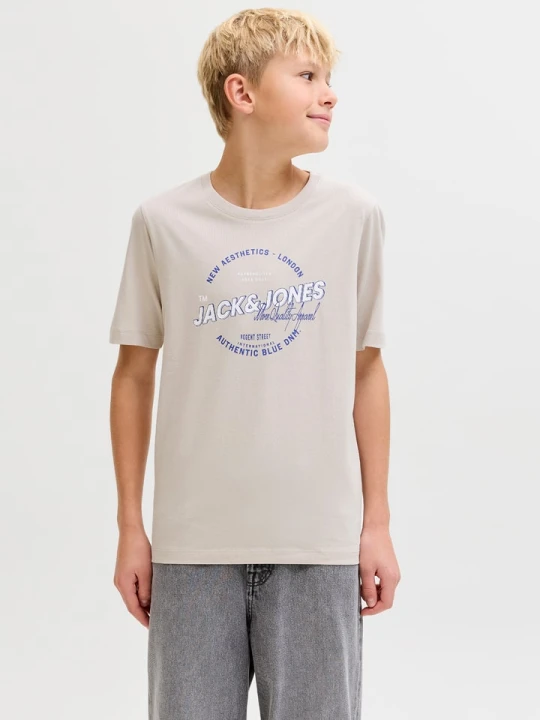 Zdjęcie produktu JACK & JONES Junior Koszulka "Logo" w kolorze beżowym rozmiar: 140