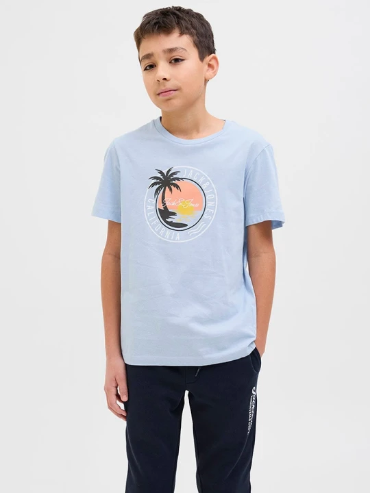 Zdjęcie produktu JACK & JONES Junior Koszulka "Palm" w kolorze błękitnym rozmiar: 152