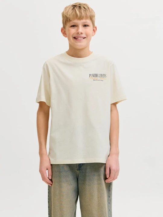 Zdjęcie produktu JACK & JONES Junior Koszulka "Watercolour" w kolorze kremowym rozmiar: 152