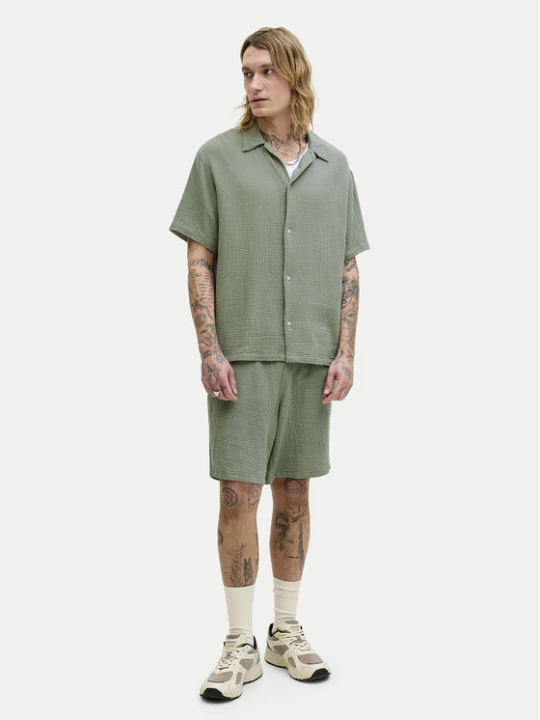 Zdjęcie produktu Jack & Jones Komplet koszula i szorty materiałowe Nantucket 12302220 Zielony Relaxed Fit