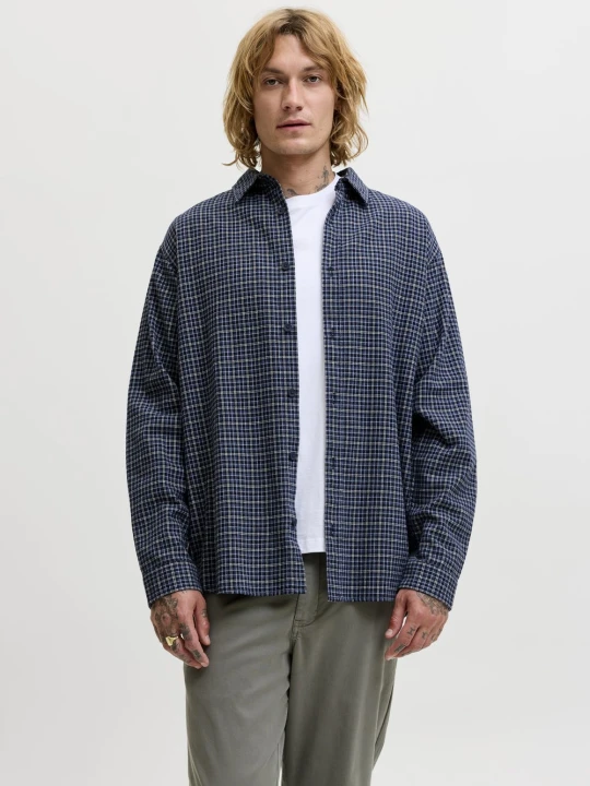 Zdjęcie produktu Jack & Jones koszula flanelowa Mężczyźni Comfort Fit Bawełna niebieski