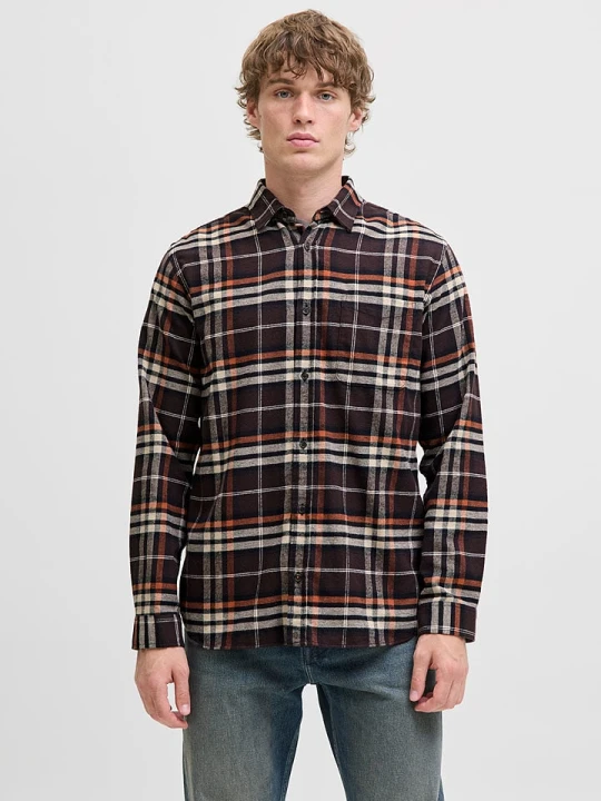 Zdjęcie produktu Jack & Jones Koszula "James" w kolorze czarno-pomarańczowo-kremowym rozmiar: L