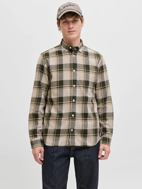Zdjęcie produktu Jack & Jones Koszula w kolorze ciemnozielono-beżowym rozmiar: XL