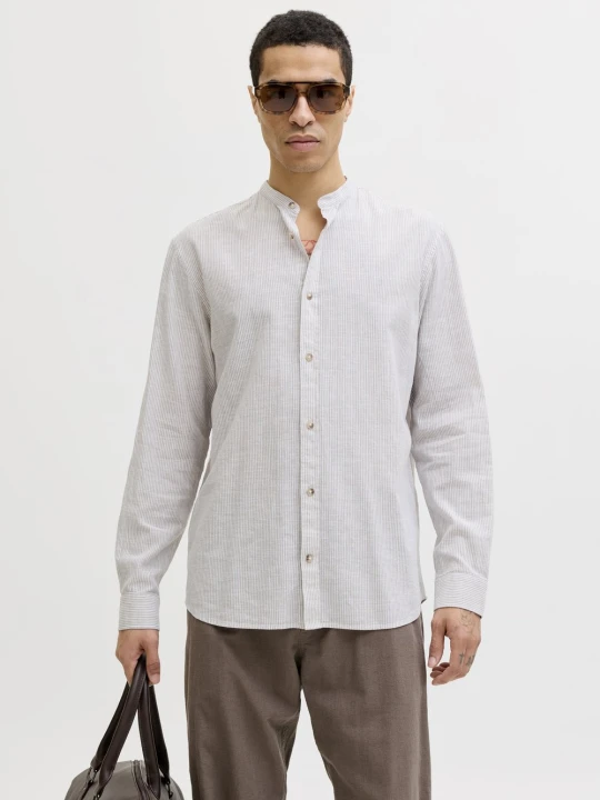 Zdjęcie produktu Jack & Jones Koszula z domieszką lnu Mężczyźni Regular Fit len beżowy