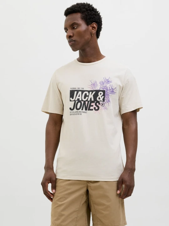 Zdjęcie produktu Jack & Jones Koszulka "Jaxon" w kolorze beżowym rozmiar: M