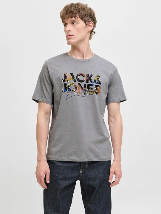 Zdjęcie produktu Jack & Jones Koszulka "Jjgeplas" w kolorze szarym rozmiar: L