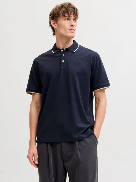 Zdjęcie produktu Jack & Jones Koszulka polo "Prblaethan" w kolorze granatowym rozmiar: XL