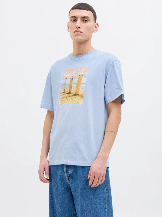 Zdjęcie produktu Jack & Jones Koszulka "Porto" w kolorze błękitnym rozmiar: L