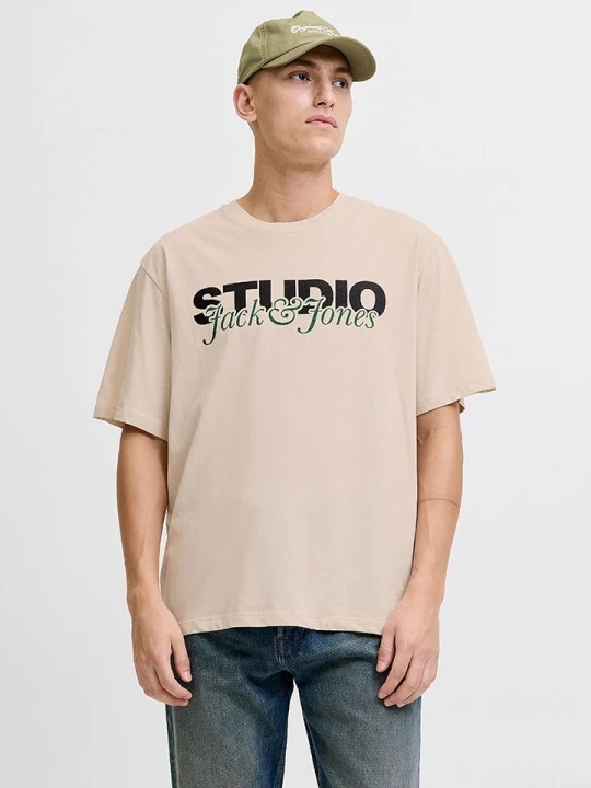 Zdjęcie produktu Jack & Jones Koszulka "Yuki" w kolorze beżowym rozmiar: XL