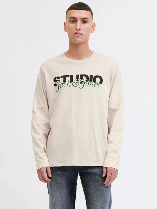 Zdjęcie produktu Jack & Jones Koszulka "Yuki" w kolorze beżowym rozmiar: M