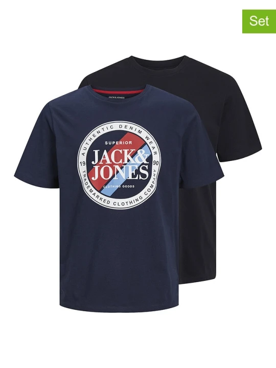 Zdjęcie produktu Jack & Jones Koszulki (2 szt.) w kolorze granatowym i czarnym rozmiar: L