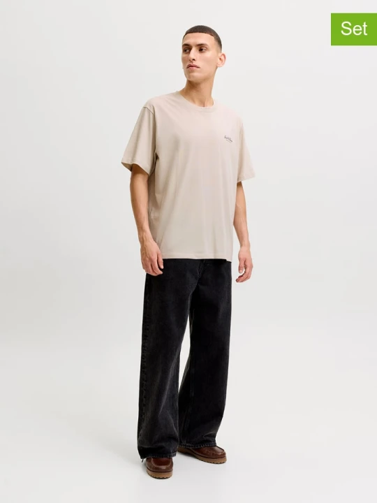 Zdjęcie produktu Jack & Jones Koszulki (3 szt.) "Jjearchive" w kolorze beżowym, khaki i antracytowym rozmiar: S