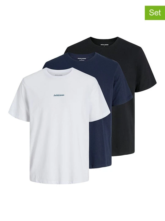 Zdjęcie produktu Jack & Jones Koszulki (3 szt.) w kolorze białym, granatowym i czarnym rozmiar: XL