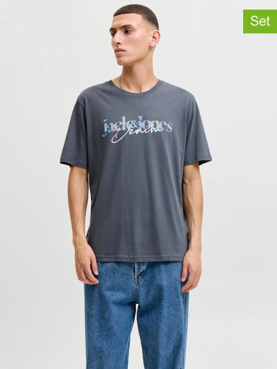 Zdjęcie produktu Jack & Jones Koszulki (4 szt.) "Jjtom" w kolorze czarnym, antracytowym, białym i granatowym rozmiar: S