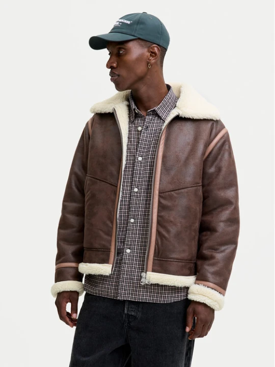 Zdjęcie produktu Jack & Jones Kurtka z imitacji skóry Liverpool 12282948 Brązowy Regular Fit