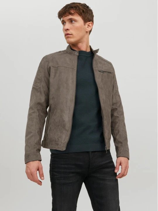 Zdjęcie produktu Jack & Jones Kurtka z imitacji skóry Rocky 12147218 Szary Regular Fit