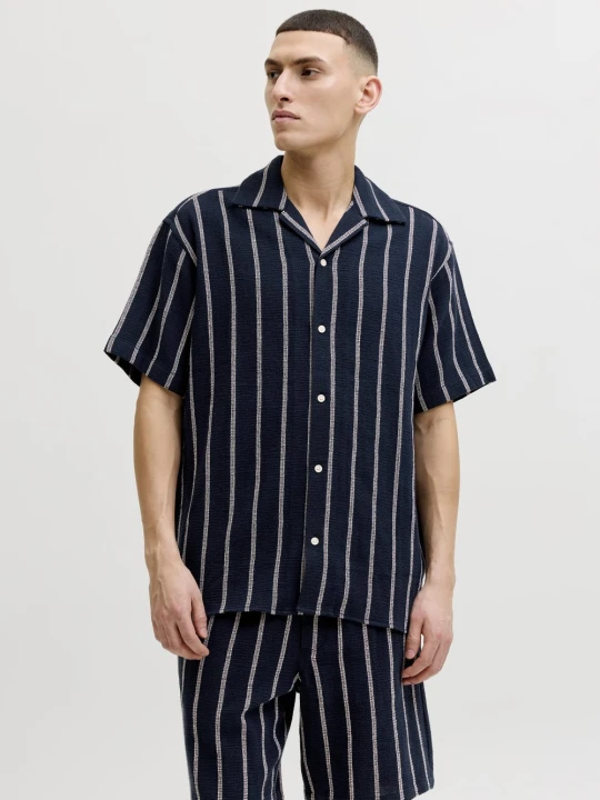 Zdjęcie produktu Jack & Jones koszula z krótkim rękawem - Jorcoba Mężczyźni Bawełna (100%) niebieski