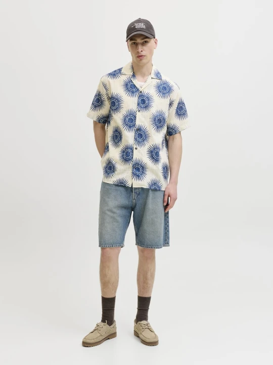 Zdjęcie produktu Jack & Jones koszulka z krótkim rękawem - JPRBlubilbao Mężczyźni Comfort Fit Bawełna (100%) niebieski | biały