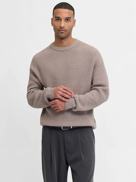 Zdjęcie produktu Jack & Jones Sweter "Kaito" w kolorze beżowym rozmiar: M
