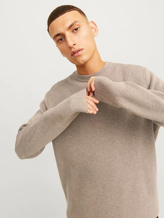 Zdjęcie produktu Jack & Jones Sweter "Milano" w kolorze beżowym rozmiar: M