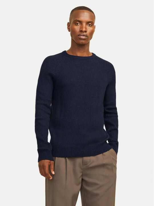 Zdjęcie produktu Jack & Jones Sweter Pannel 12258471 Granatowy Regular Fit