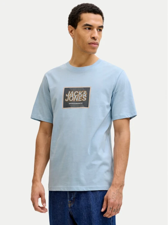 Zdjęcie produktu Jack & Jones T-Shirt Jjrain Tee Ss Crew Neck 12288097 Błękitny Regular Fit Niebieski jasny