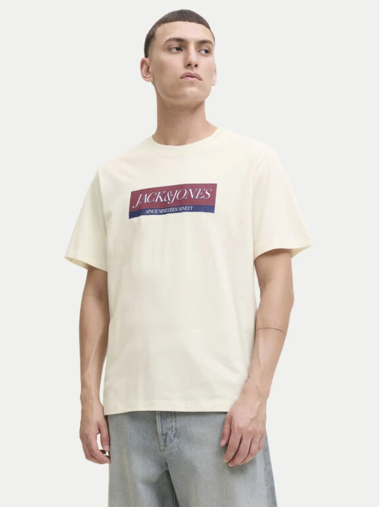 Zdjęcie produktu Jack & Jones T-Shirt Rinwood 12283628 Écru Regular Fit Kremowy