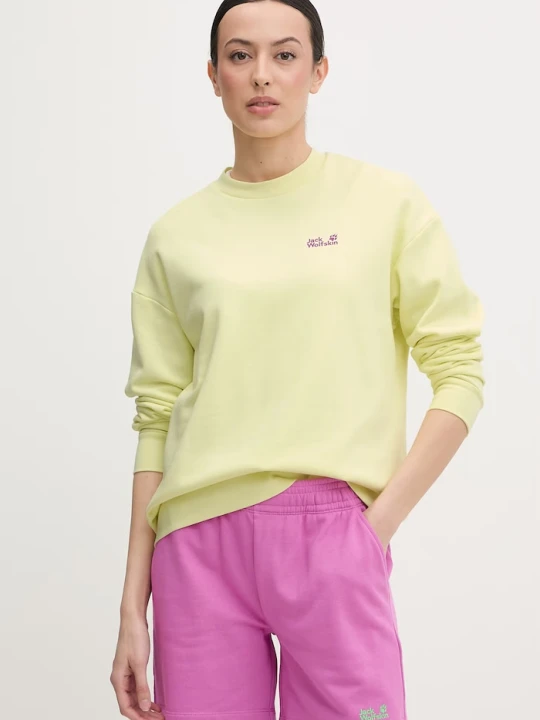 Zdjęcie produktu Jack Wolfskin bluza damska bawełniana Celebrate The Paw żółty