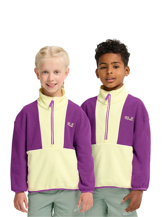 Zdjęcie produktu Jack Wolfskin Bluza polarowa "Taunus" w kolorze fioletowo-kremowym rozmiar: 176
