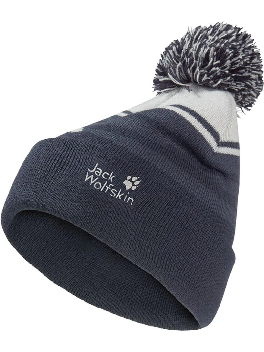 Zdjęcie produktu Jack Wolfskin Czapka "Stripy Pompom" w kolorze granatowo-białym rozmiar: S