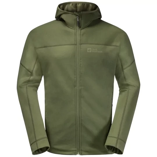 Zdjęcie produktu Jack Wolfskin Hirschberg Hooded FZ M 1710881-4129, Męskie, Zielone, polary, poliester, rozmiar: 3XL