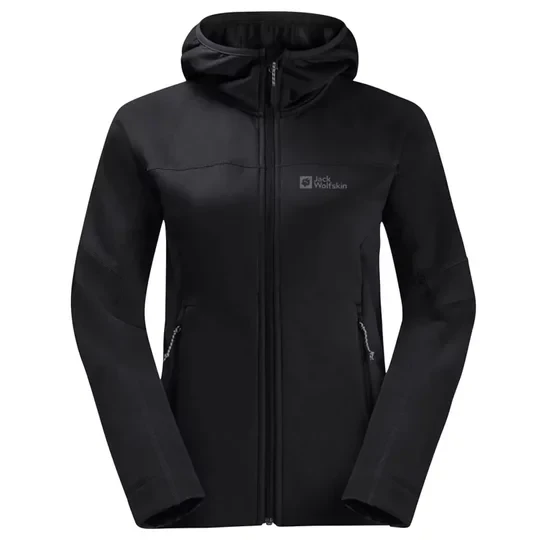 Zdjęcie produktu Jack Wolfskin Hirschberg Hooded FZ W 1710871-6000, Damskie, Czarne, polary, poliester, rozmiar: L