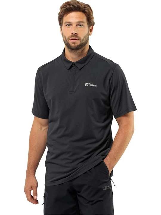Zdjęcie produktu Jack Wolfskin Koszulka polo "Delgami" w kolorze czarnym rozmiar: M