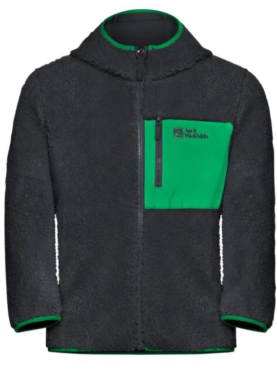 Zdjęcie produktu Jack Wolfskin Kurtka polarowa "Ice Curl" w kolorze zielono-czarnym rozmiar: 152