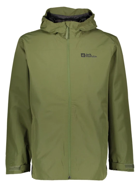 Zdjęcie produktu Jack Wolfskin Kurtka przeciwdeszczowa "Besler" w kolorze oliwkowym rozmiar: M