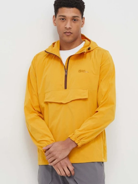 Zdjęcie produktu Jack Wolfskin kurtka przeciwdeszczowa Desert Wind Overhead żółty