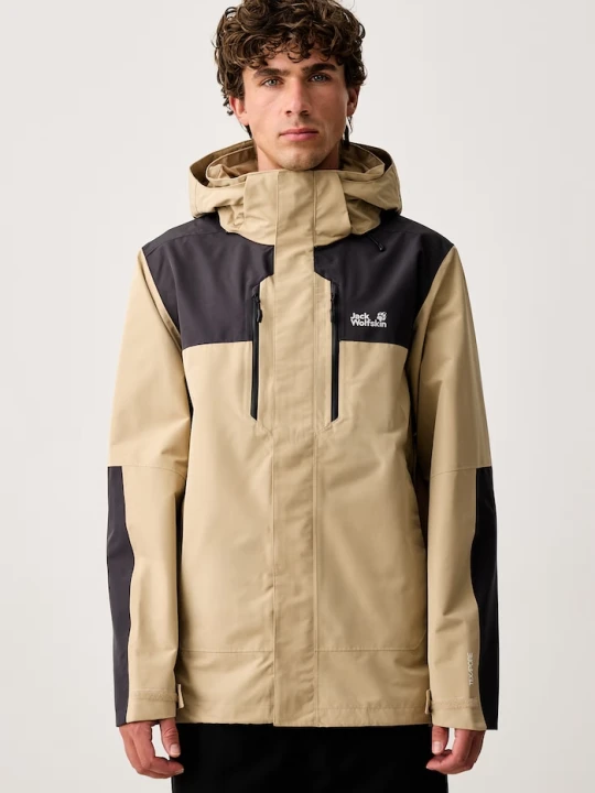 Zdjęcie produktu Jack Wolfskin kurtka przeciwdeszczowa męska JASPER PRO beżowy