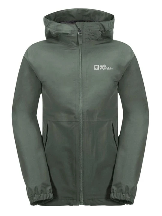 Zdjęcie produktu Jack Wolfskin Kurtka przeciwdeszczowa "Stormy Point" w kolorze khaki rozmiar: 140