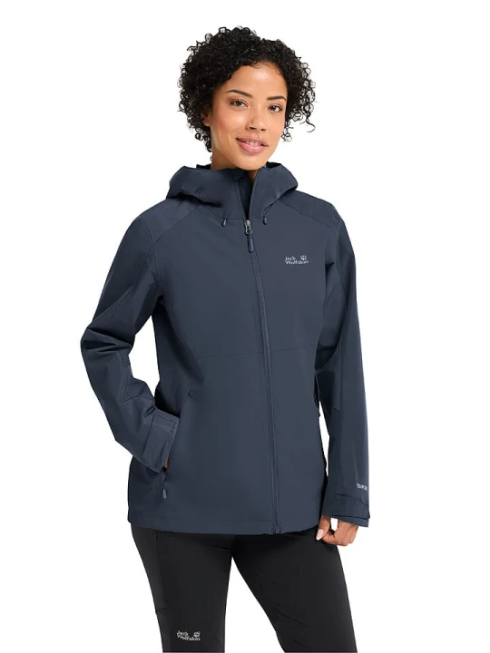 Zdjęcie produktu Jack Wolfskin Kurtka przeciwdeszczowa "Wildbound" w kolorze granatowym rozmiar: L