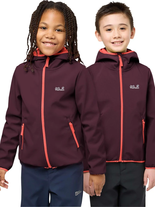 Zdjęcie produktu Jack Wolfskin Kurtka softshellowa "Fourwinds" w kolorze bordowym rozmiar: 176