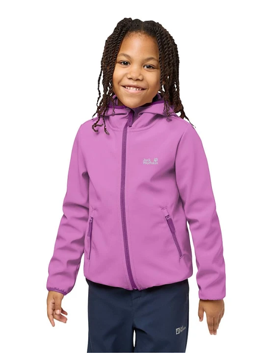 Zdjęcie produktu Jack Wolfskin Kurtka softshellowa "Fourwinds" w kolorze fioletowym rozmiar: 164