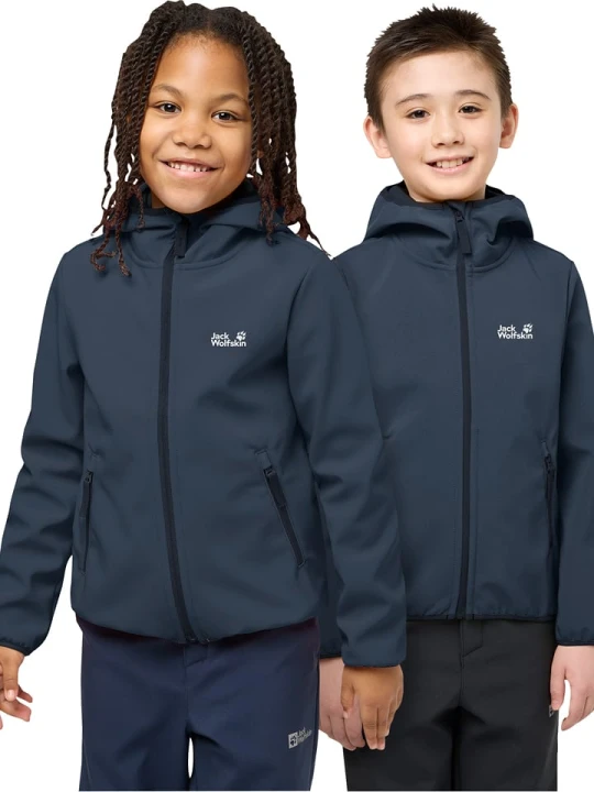 Zdjęcie produktu Jack Wolfskin Kurtka softshellowa "Fourwinds" w kolorze granatowym rozmiar: 116