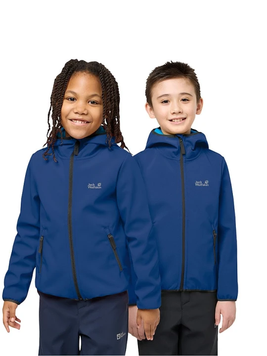 Zdjęcie produktu Jack Wolfskin Kurtka softshellowa "Fourwinds" w kolorze niebieskim rozmiar: 116